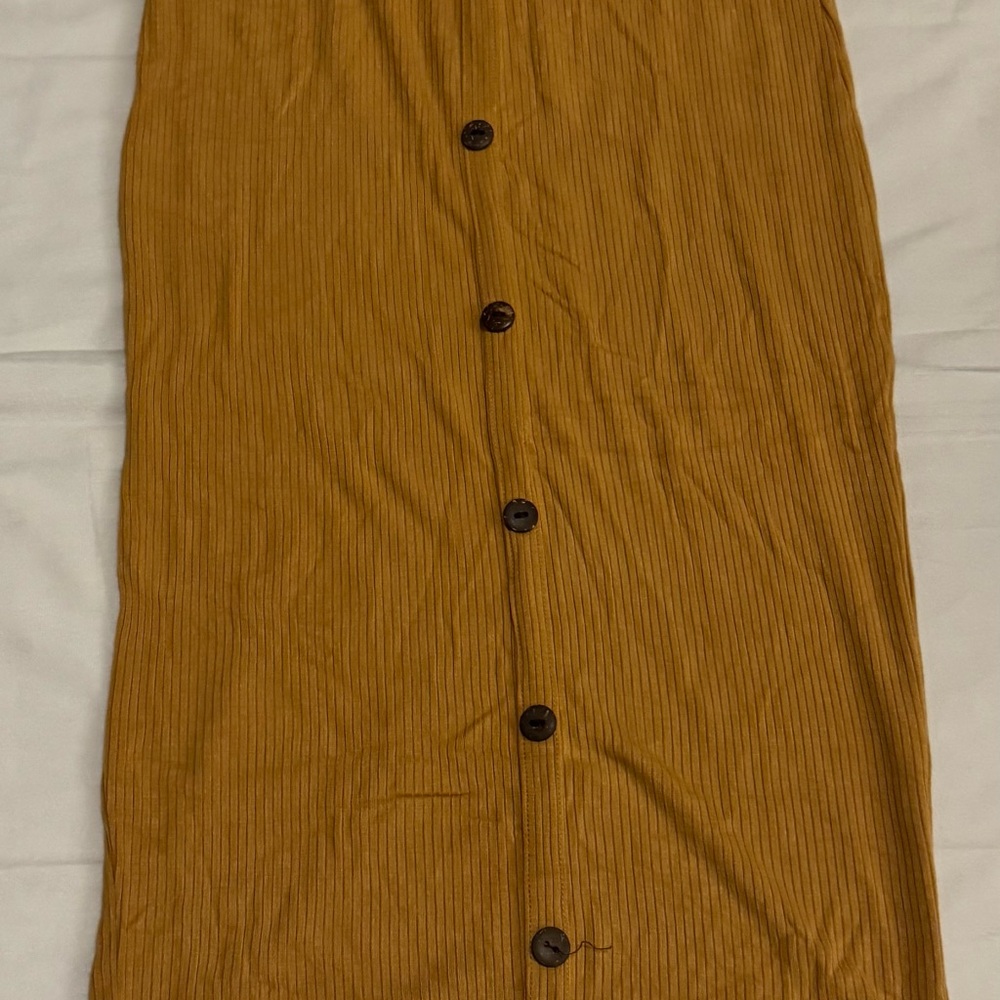 Mustard Button-Down Skirt